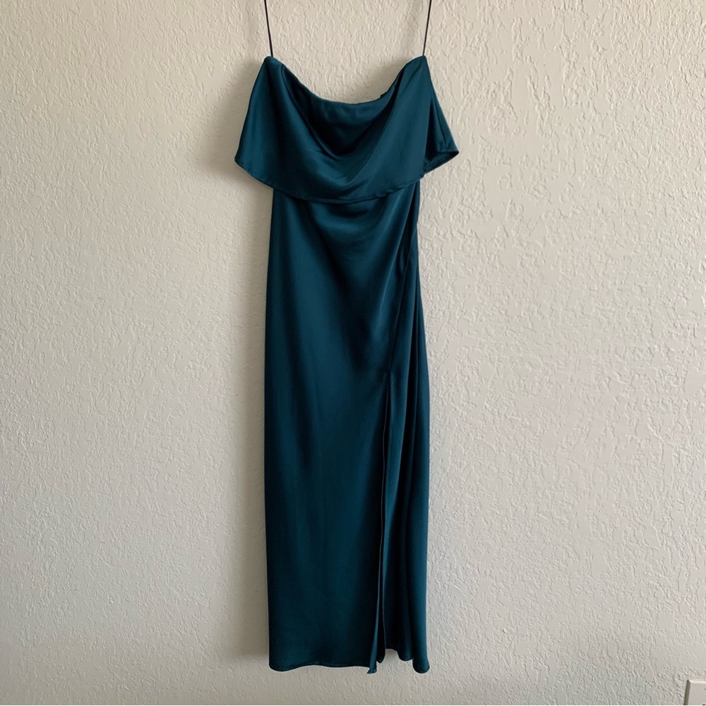 Petal + Pup Vienna Strapless Satin Midi Dress